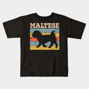 Maltese Dog Vintage Style Retro Distressed Kids T-Shirt